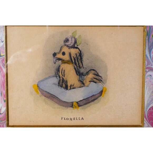 Helmut Hal Kramer Florella Print In Distressed Wood Frame With Marbled Border - Picture 3 of 7